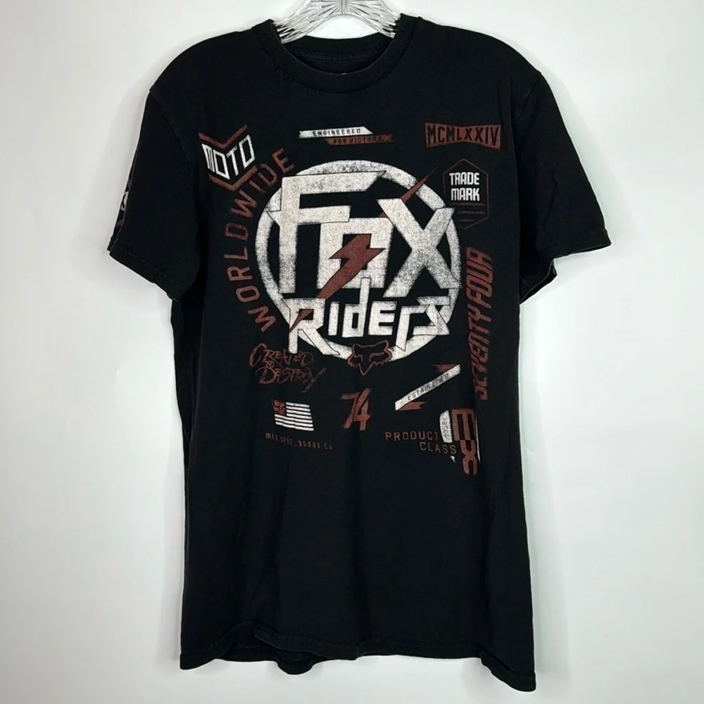 Fox Rider Black Short Sleeve Tshirt Size Medium